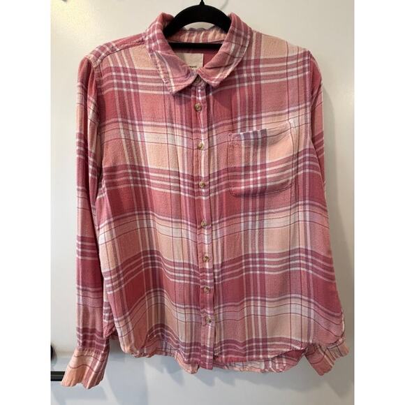 Lucky Brand Tops - Lucky Brand 100% Viscose Pink Flannel Plaid Button Down Womens Small